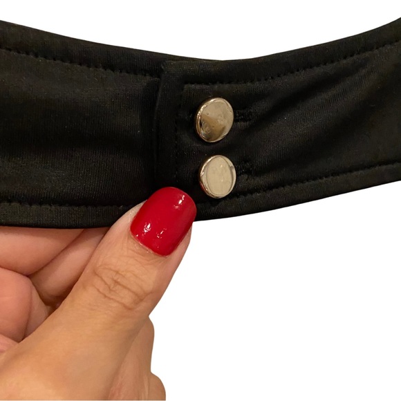 UK2LA Leopard Print Blouse Cool Blue Hue Vegan Leather Trim Gold Buttons - Picture 6 of 14